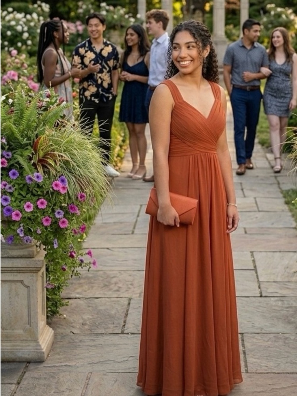 Elegant Rust Orange Women's Dress size 12